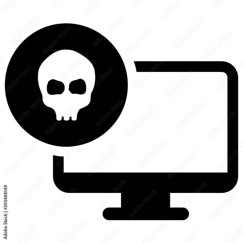 Skull with monitor showcasing hacking system icon
Skull with monitor showcasing hacking system icon