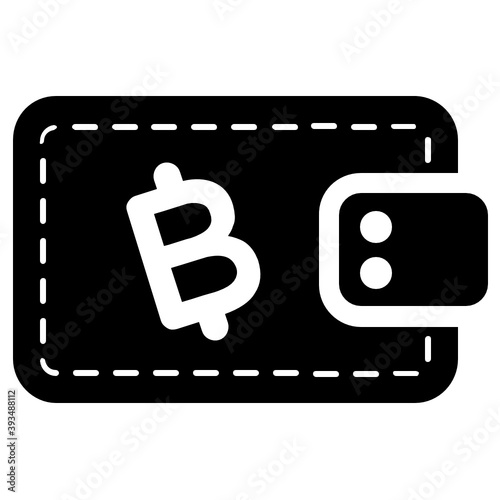 
Icon of bitcoin wallet, flat vector style of bitcoin money storage 
