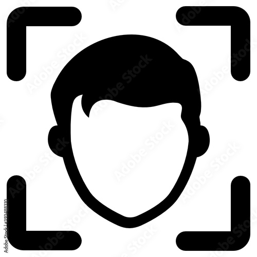 
Icon of facial recognition in flat design, face scanning vector 
