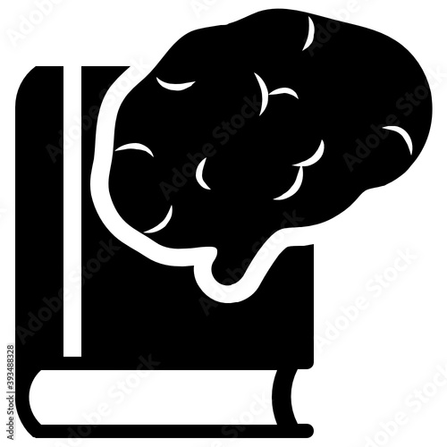 
A flat design of book with brain, neuroscience icon
