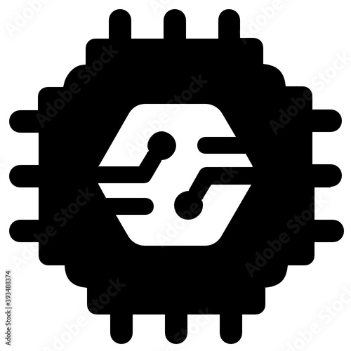 
Processor chip icon, flat vector design of microprocessor 
