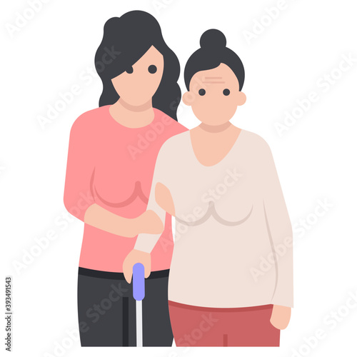 Elderly Flat Character 