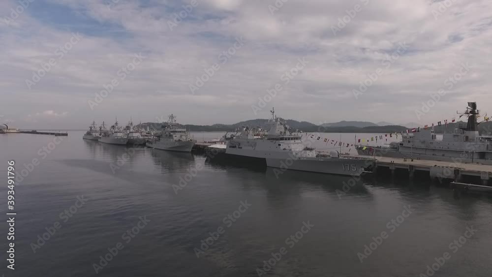 Aerial view of battleships of the Royal Malaysian Navy Aerial view of battleships of the Royal Malaysian Navy