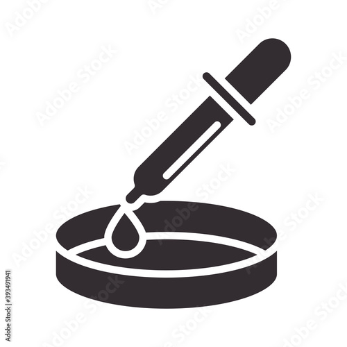 biology petri dish and dropper science element silhouette icon style