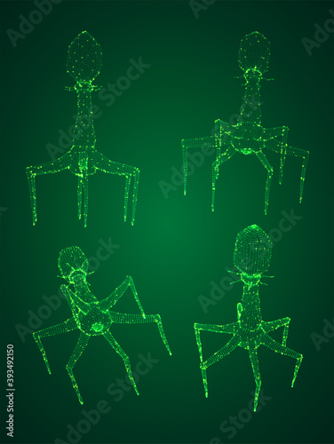 3d model of a bacteriophage, an artificial microorganism for the treatment of deadly diseases. future of medicine