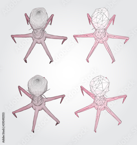 3d model of a bacteriophage, an artificial microorganism for the treatment of deadly diseases. future of medicine