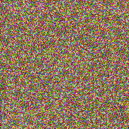 Seamless pattern of colorful decorative sprinkles or confetti on chocolate donut glaze. Bakery themed donut, doughnut or cupcake sugar sprinkles vector background.