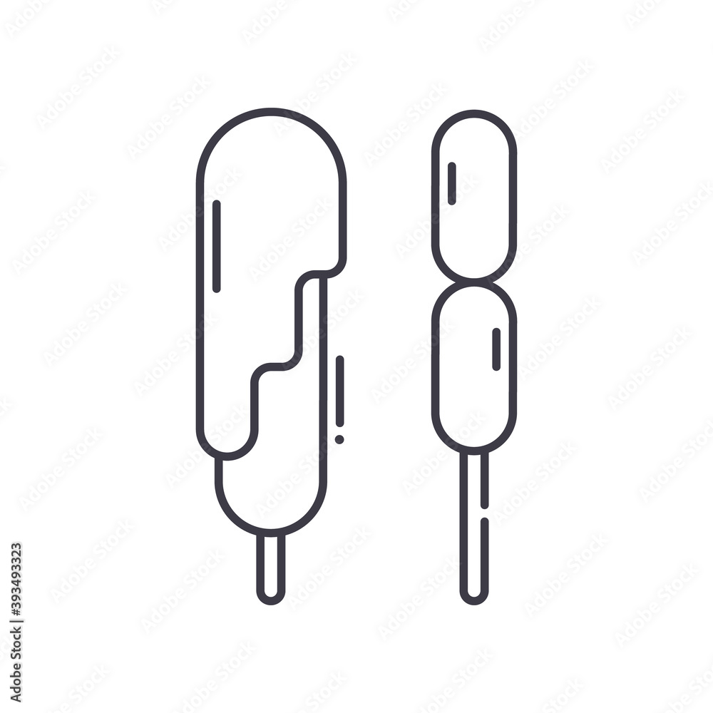 Sausages icon, linear isolated illustration, thin line vector, web design sign, outline concept symbol with editable stroke on white background. Sausages icon, linear isolated illustration, thin line vector, web design sign, outline concept symbol with editable stroke on white background.