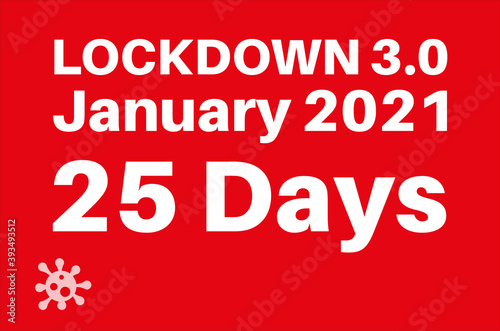 Wallpaper Mural Lockdown 3.0 January 2021 25 days to combat rise in Covid-19 with virus logo on a red background Torontodigital.ca