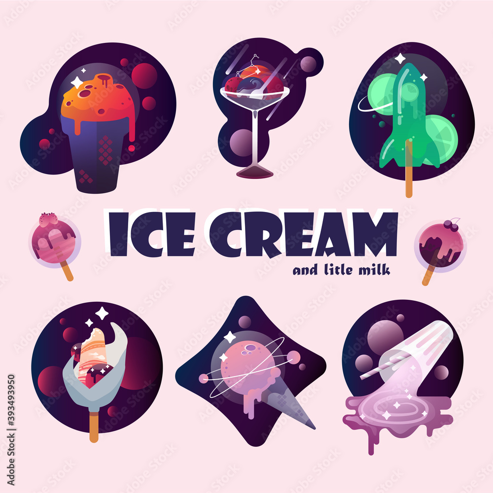 Space ice cream. Cosmic ice cream. Ice cream icons. Ice cream, Popsicle