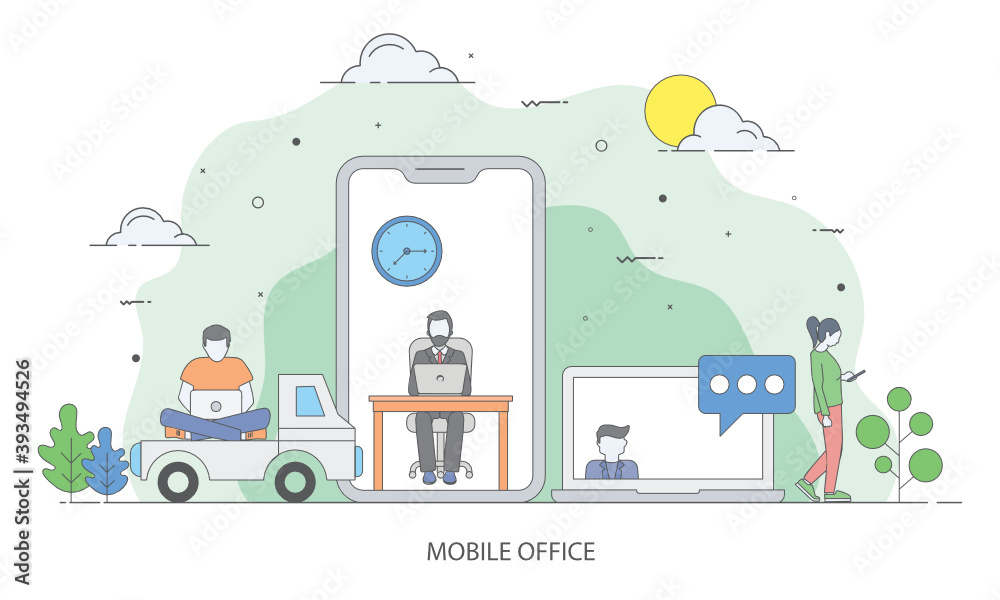 Mobile Office Illustration 