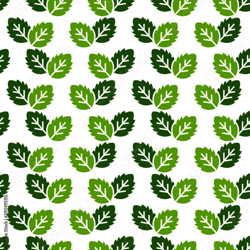 Melissa,peppermint, spearmint, Mint leaves seamless pattern. Design for packaging tea, wrapping paper, cosmetics, wallpapers, textiles, natural organic products. Vector stock illustration. © fahmi