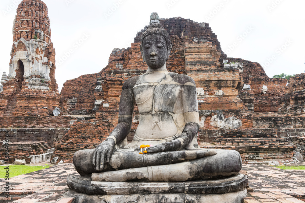 Sitting Buddha image on cement, Built in modern history in Ayutthaya, Thailand Sitting Buddha image on cement, Built in modern history in Ayutthaya, Thailand