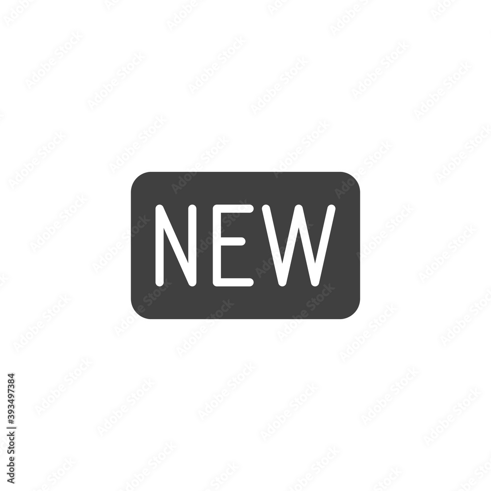 New sign vector icon. filled flat sign for mobile concept and web design. New shop tag glyph icon. Symbol, logo illustration. Vector graphics New sign vector icon. filled flat sign for mobile concept and web design. New shop tag glyph icon. Symbol, logo illustration. Vector graphics