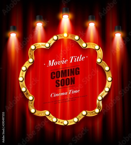 Cinema and theater Retro Now Coming Sign