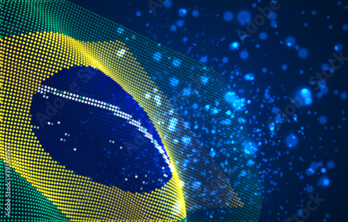 Vector bright glowing country flag of abstract dots. Brazil