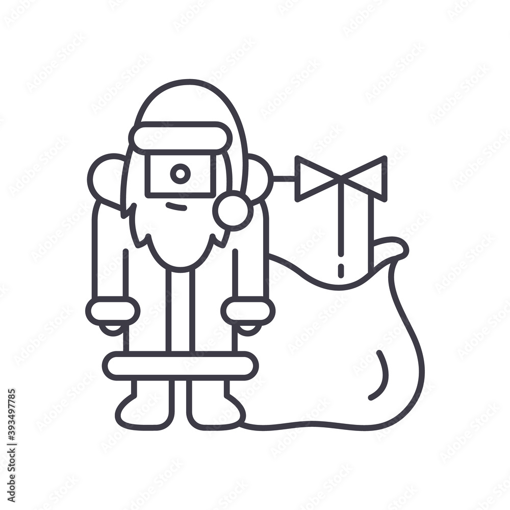 Santa claus icon, linear isolated illustration, thin line vector, web design sign, outline concept symbol with editable stroke on white background. Santa claus icon, linear isolated illustration, thin line vector, web design sign, outline concept symbol with editable stroke on white background.