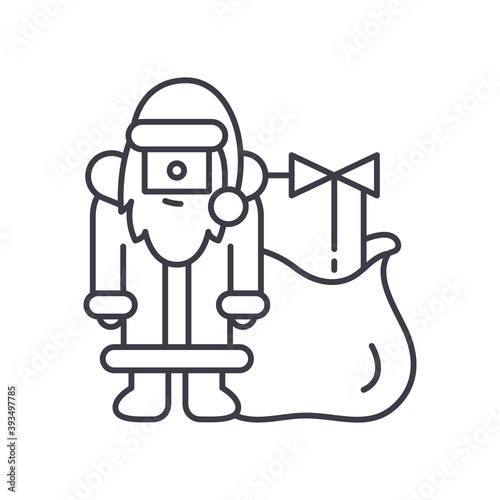 Santa claus icon, linear isolated illustration, thin line vector, web design sign, outline concept symbol with editable stroke on white background.