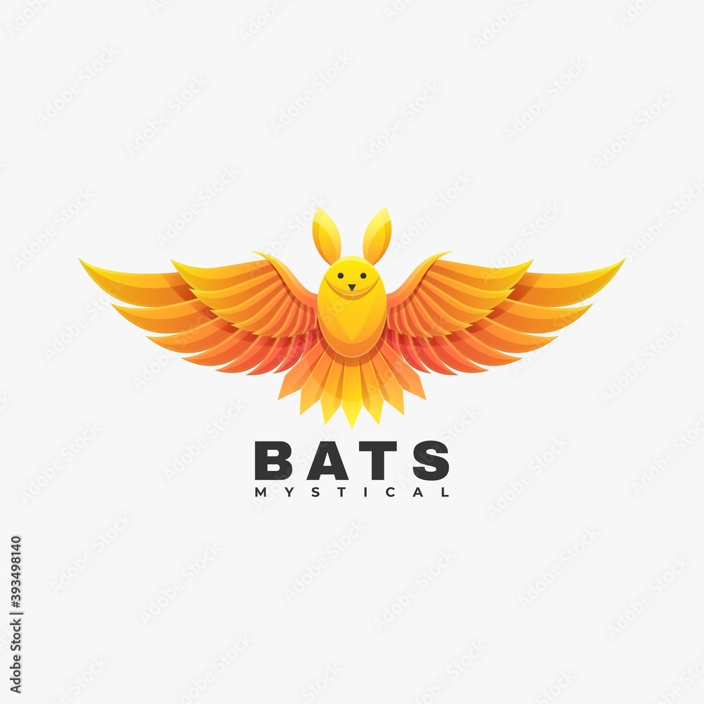Obraz premium Vector Logo Illustration Bats Gradient Colorful Style.