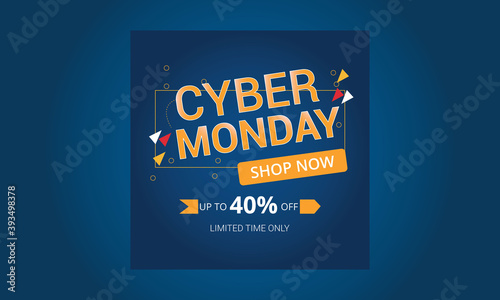 Cyber Monday poster or flyer template design. Big Discount Offer.