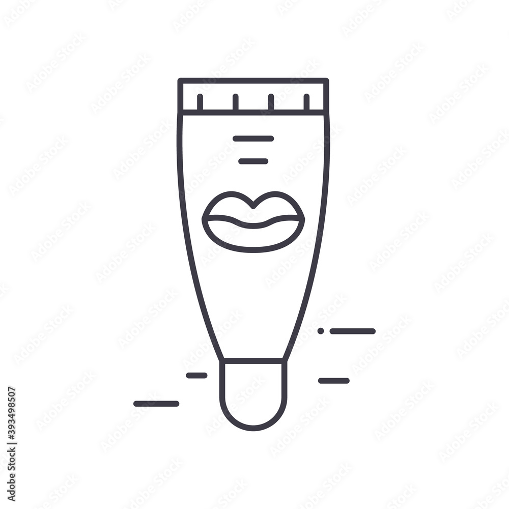 Lip gloss icon, linear isolated illustration, thin line vector, web design sign, outline concept symbol with editable stroke on white background. Lip gloss icon, linear isolated illustration, thin line vector, web design sign, outline concept symbol with editable stroke on white background.