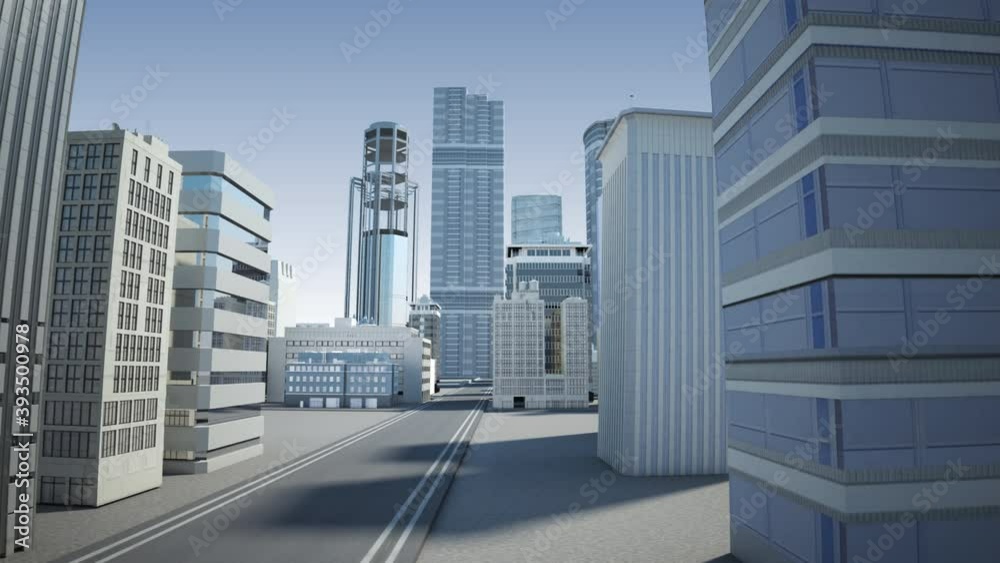 City buildings rise and build skyscrapers, Making steel frame and construction building. Low view. 4k animation.(included alpha)