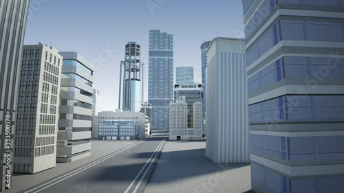 City buildings rise and build skyscrapers, Making steel frame and construction building. Low view. 4k animation.(included alpha)