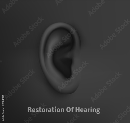 vector human ear. hearing treatment, plastic surgery, implantation