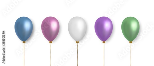 Balloons set. Realistic vector clipart for decoration. Multicolored balloons in pastel color isolated on white background.