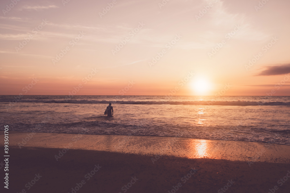 Tropical nature clean beach sunset sky time with sun light.