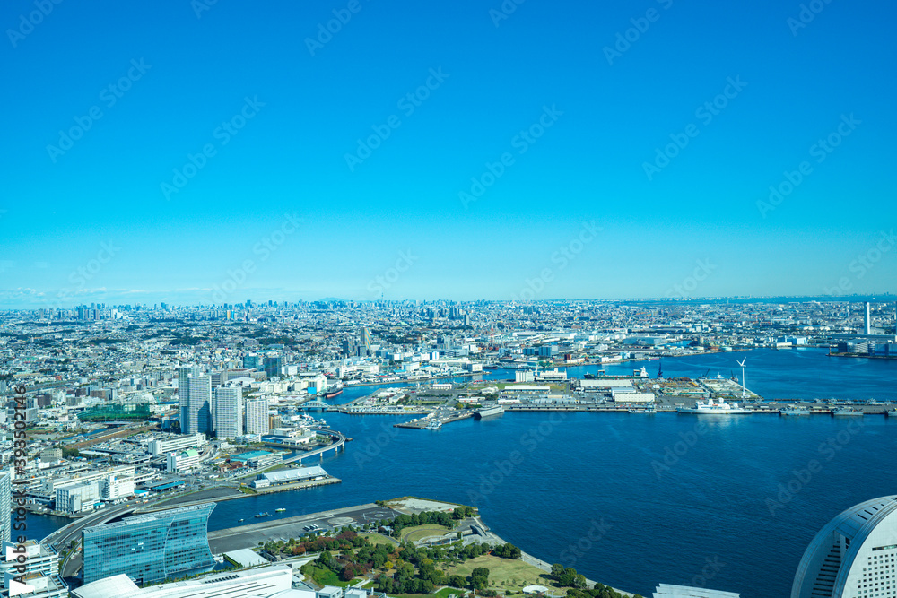 Naklejka premium 【横浜ランドマークタワーより】横浜市、都市景観・眺望