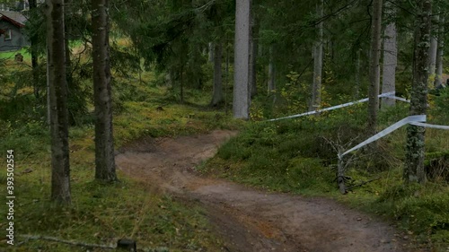 riding a mountainbike in the forest photo