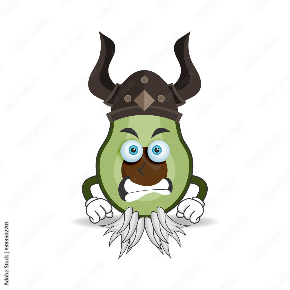 The Avocado mascot character becomes a fighter. vector illustration