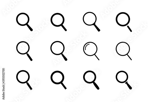 Magnifying glass icons set. Vector loupes for use in ui and web design.