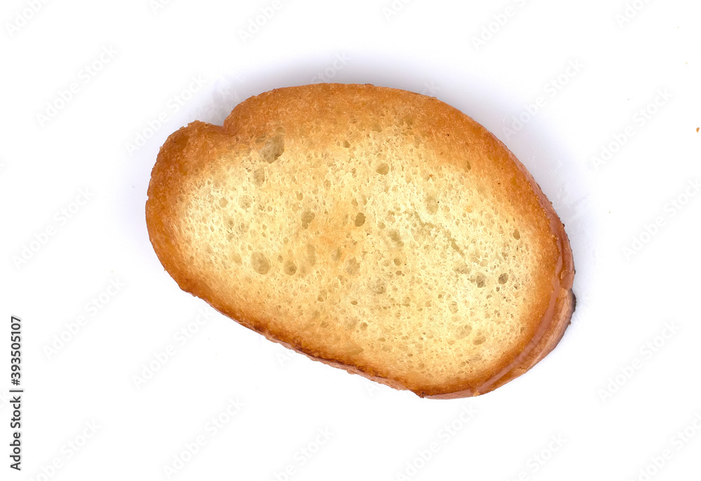 Toasted baguette slice isolated on white background