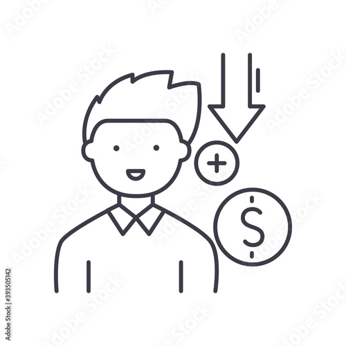 Salary icon, linear isolated illustration, thin line vector, web design sign, outline concept symbol with editable stroke on white background.