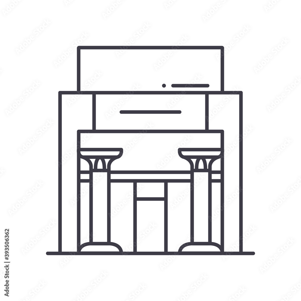 Library building icon, linear isolated illustration, thin line vector, web design sign, outline concept symbol with editable stroke on white background. Library building icon, linear isolated illustration, thin line vector, web design sign, outline concept symbol with editable stroke on white background.