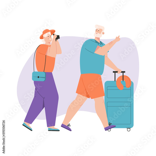 Grandfather and grandmother traveling together