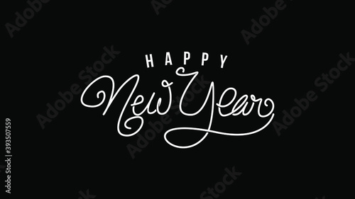 simple happy new year text typography hand writting text vector illustration