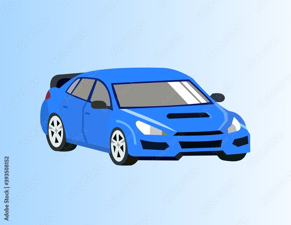Vector of blue sport car on light blue background
