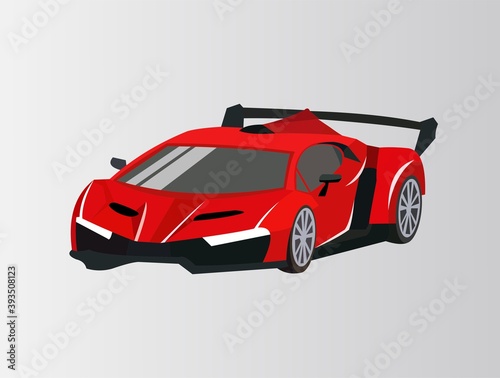 Vector of red sport car on light gray background © Meizi