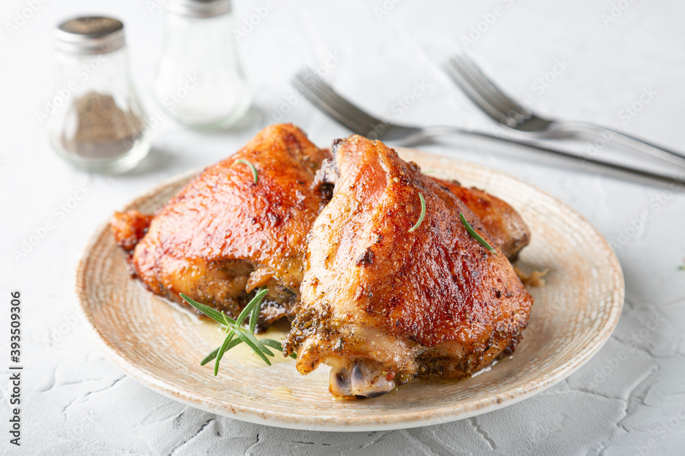 Fried crispy chicken thighs with spices Fried crispy chicken thighs with spices