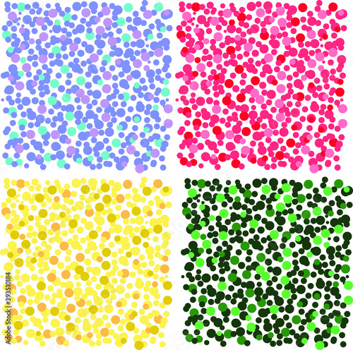 Set of spotted backgrounds colored on red, pink, blue, green, gold
