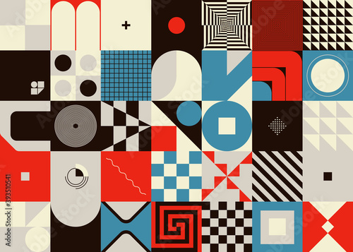 Abstract Geo Art Vector Pattern Composition With Geometric Shapes