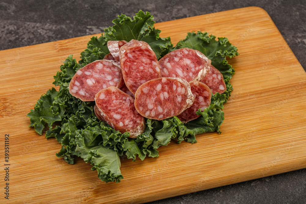Iberian pork Fuet sausage slices