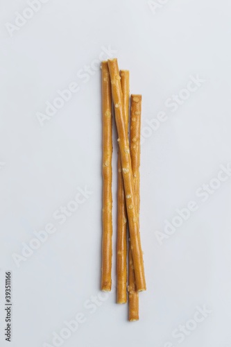 Bread sticks on a white background