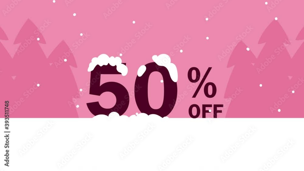 happy merry christmas sale animation with 50 percent in snowscape happy merry christmas sale animation with 50 percent in snowscape