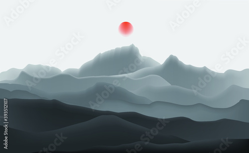 Chinese New Chinese Style Ink Landscape Vector Illustration