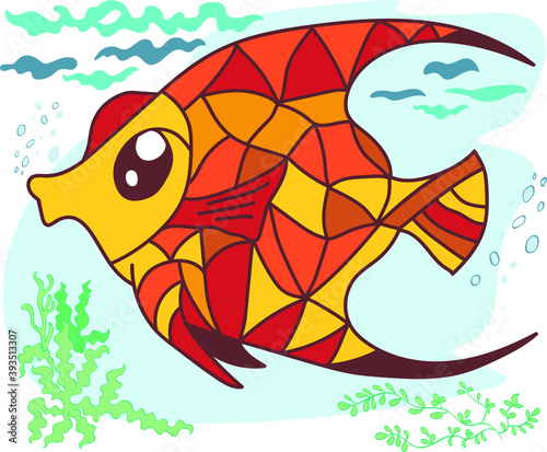digital illustration - tropical fish underwater, vector