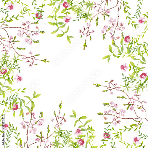 Wallpaper Mural watercolor frame. hand-painted forest herbs and flowers. Delicate design, suitable for the design of wedding invitations, birthday invitations, posters and advertising posts Torontodigital.ca